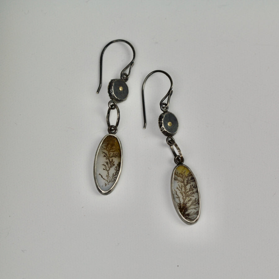 Dendritic Agate Oval Earrings