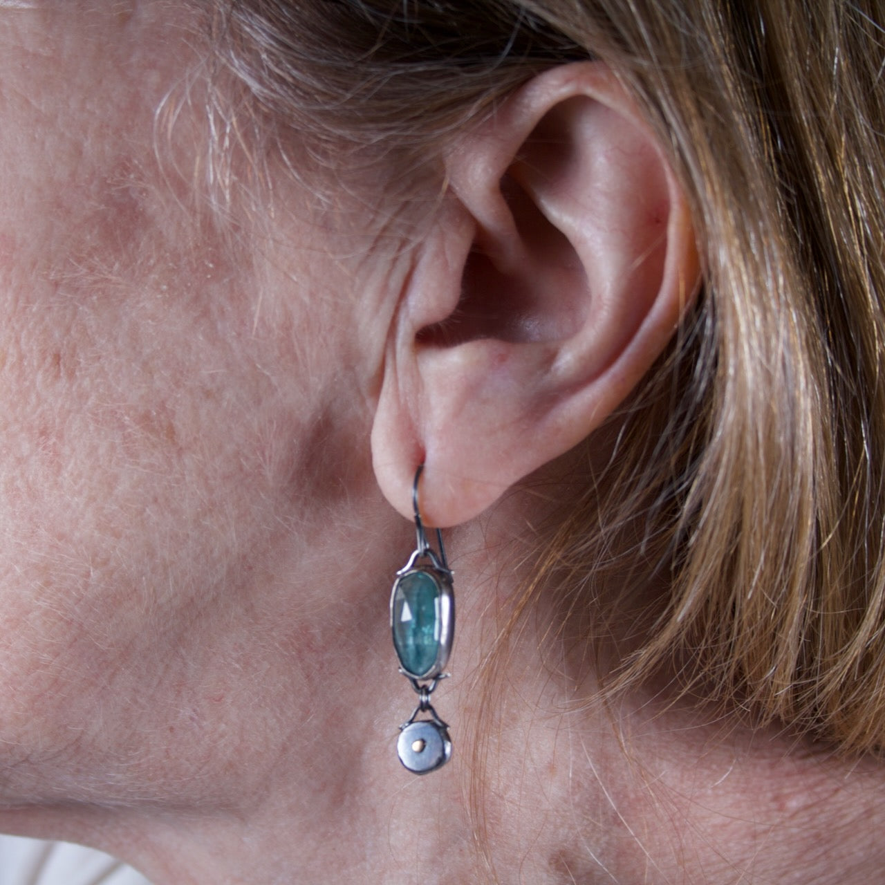 Teal Kyanite Dangle Earring