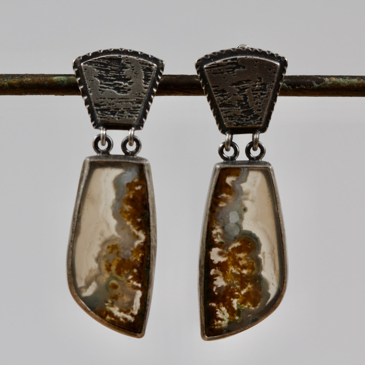 Ram's Horn Agate Post Earrings