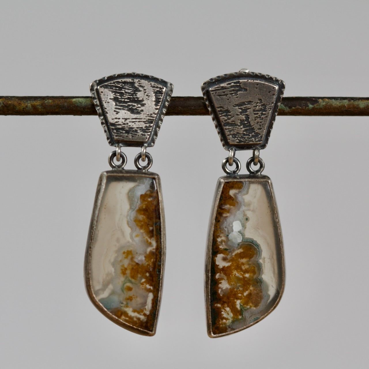 Ram's Horn Agate Post Earrings