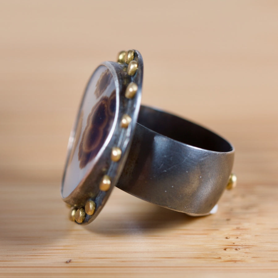 Dendritic Agate Ring, Round