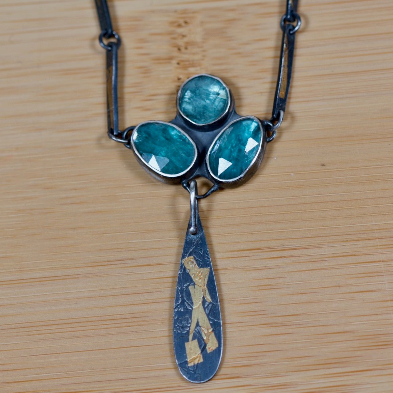 Teal Kyanite Trio Necklace