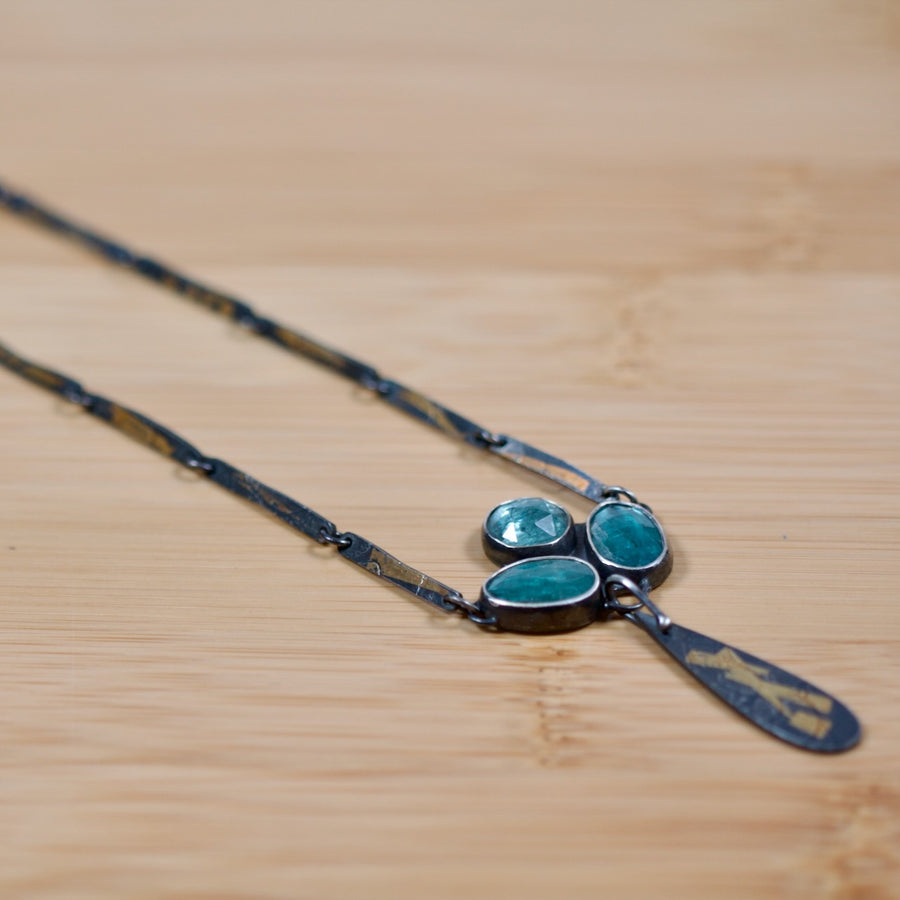 Teal Kyanite Trio Necklace