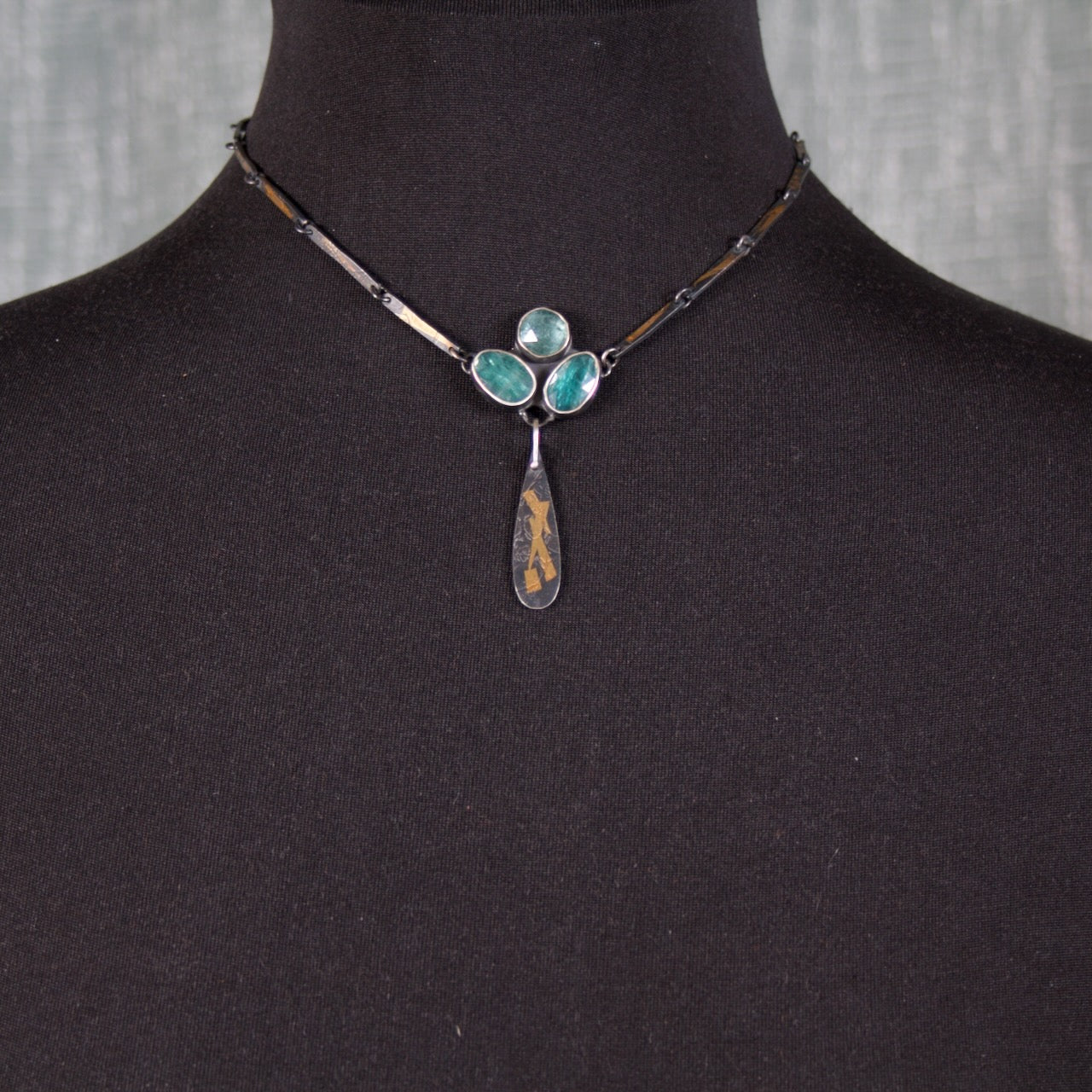 Teal Kyanite Trio Necklace